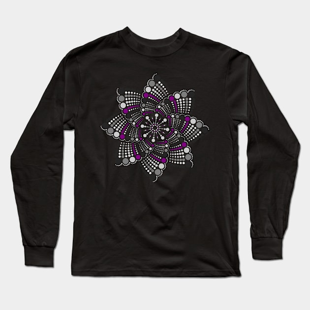 Mandala Dot Asexual Pride Pattern Long Sleeve T-Shirt by LiveLoudGraphics